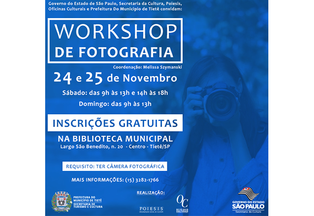 Workshop de Fotografia Básica acontece em novembro
