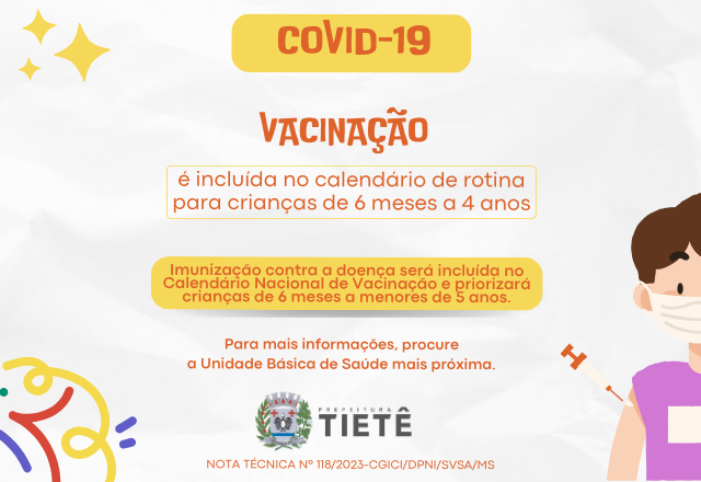 VACINAÇÃO INCLUIDA NO CALENDÁRIO DE ROTINA