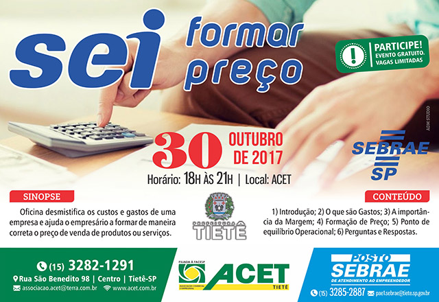 SEBRAE realiza oficina “Sei Formar Preço” em Tietê