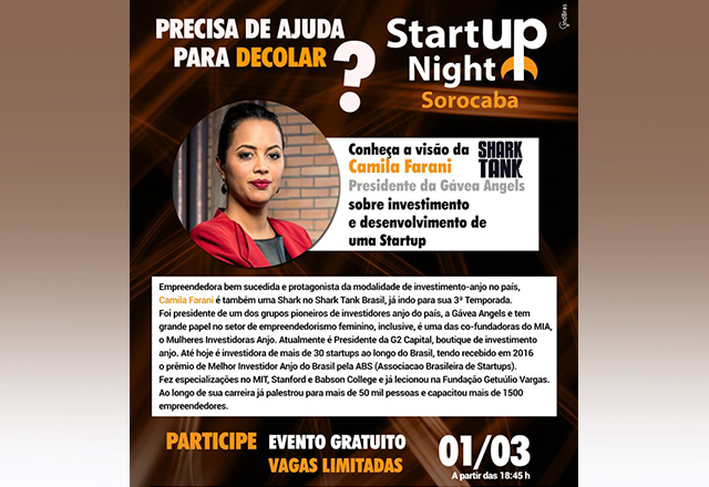 Sebrae promove Startup Night em Sorocaba