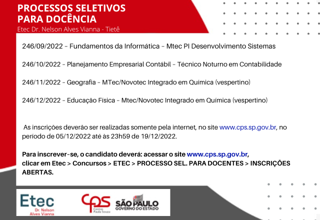 PROCESSOS SELETIVO PARA DOCÊNCIA