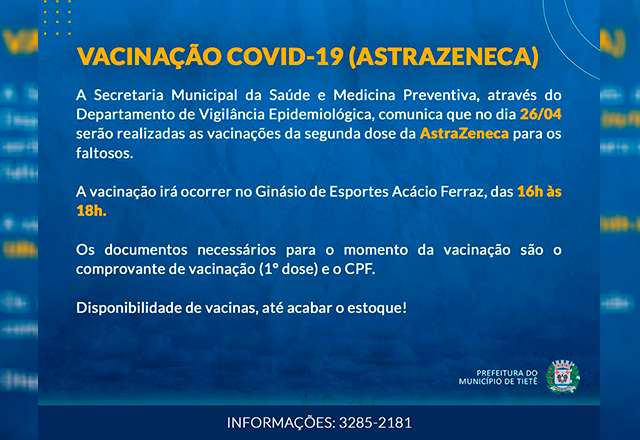 Vacinação contra Covid-19 (AstraZeneca)