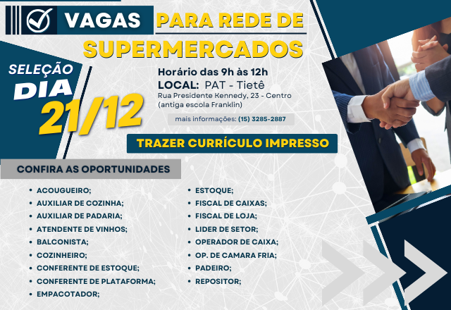 OPORTUNIDADE DE EMPREGO