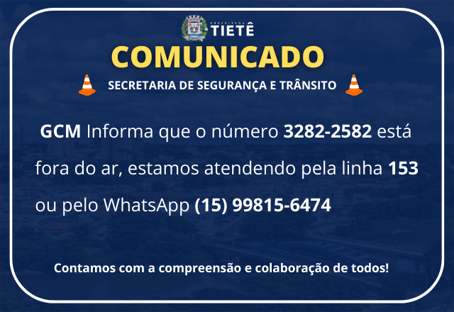 COMUNICADO - SECRETARIA DE SEGURANÇA E TRÂNSITO - 16/10