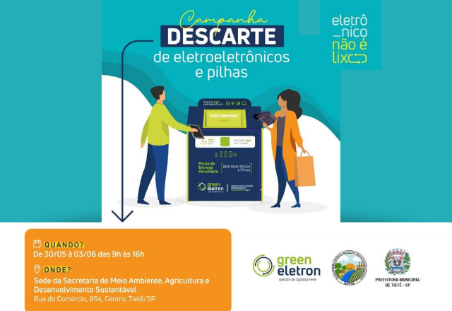 TIETÊ REALIZA CAMPANHA PARA DESCARTE DE RESÍDUOS ELETRÔNICOS E PILHAS