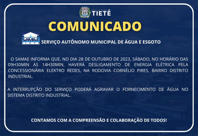 COMUNICADO - SAMAE 26/10