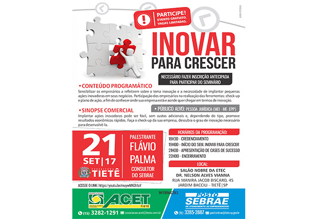 Sebrae de Tietê realiza Seminário “Inovar para Crescer”