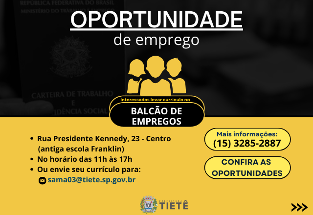 VAGAS DISPONÍVEIS 15/04