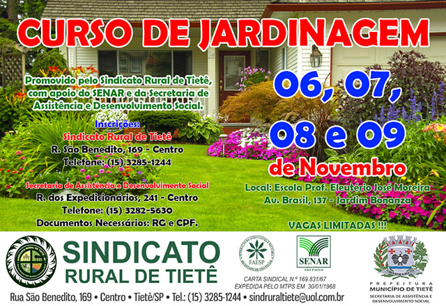 Assistência Social e Sindicato Rural de Tietê promovem Curso de Jardinagem