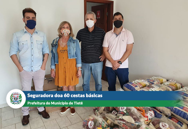 Seguradora doa 60 cestas básicas para serem distribuídas às famílias em vulnerabilidade.