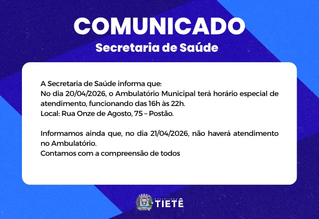 COMUNICADO IMPORTANTE – AMBULATÓRIO MUNICIPAL