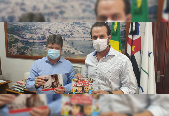 PREFEITO VLAMIR SANDEI E PRESIDENTE DA CÂMARA MUNICIPAL ALFREDO MELARÉ TRATARAM A RESPEITO DA EDUCAÇÃO PREVENTIVA CONTRA AS DROGAS E PEDOFILIA