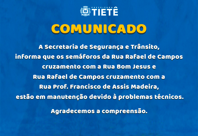 COMUNICADO SECRETARIA DE SEGURANÇA E TRÂNSITO