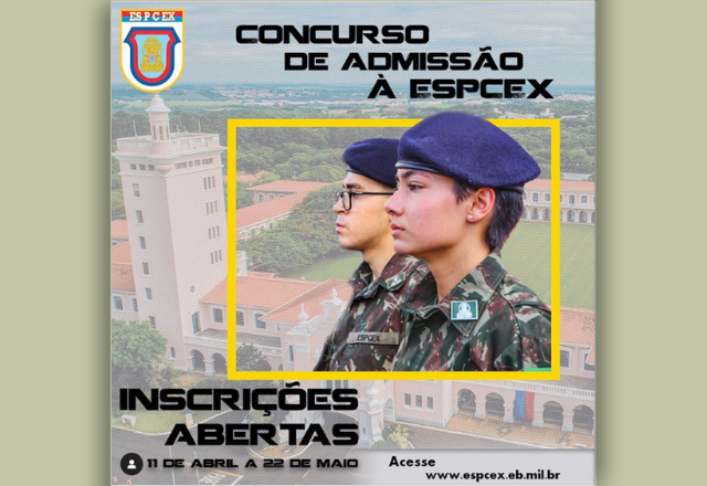 As inscrições para o concurso da Escola Preparatória de Cadetes do Exército (EsPCEx) estão abertas.
