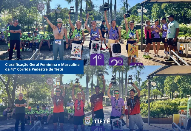 Classificação Geral Feminina e Masculina da 47ª Corrida Pedestre de Tietê