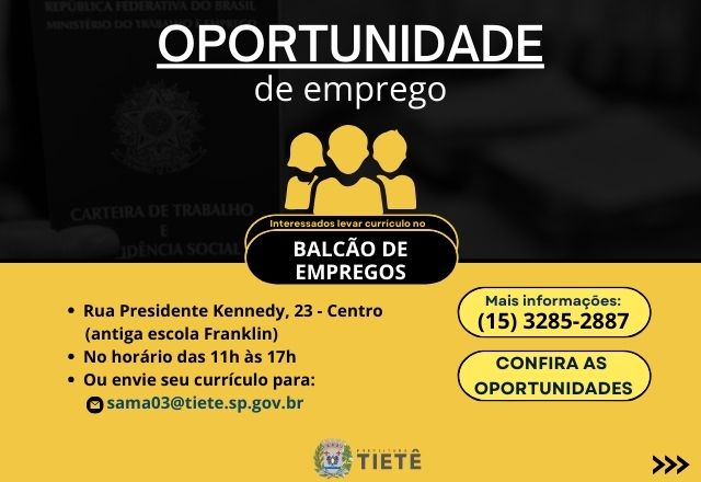 VAGAS DISPONÍVEIS- 05/03