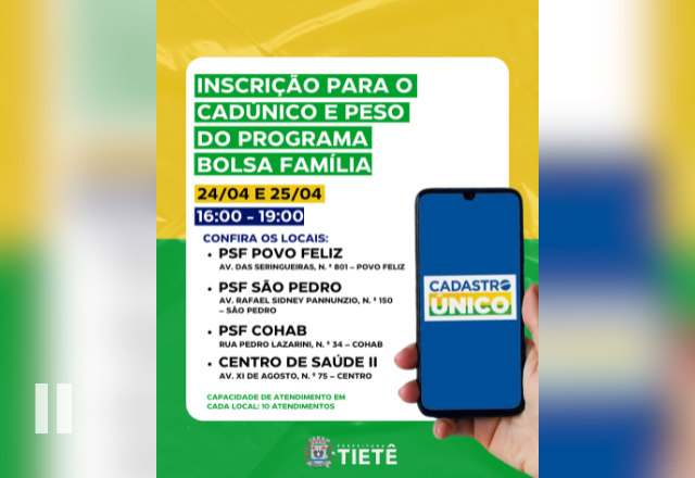 Inscrição para o CADÚNICO e Peso do Programa Bolsa Família