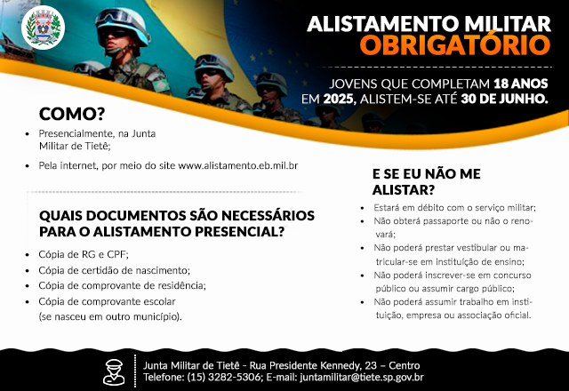 ALISTAMENTO MILITAR OBRIGATÓRIO 2025