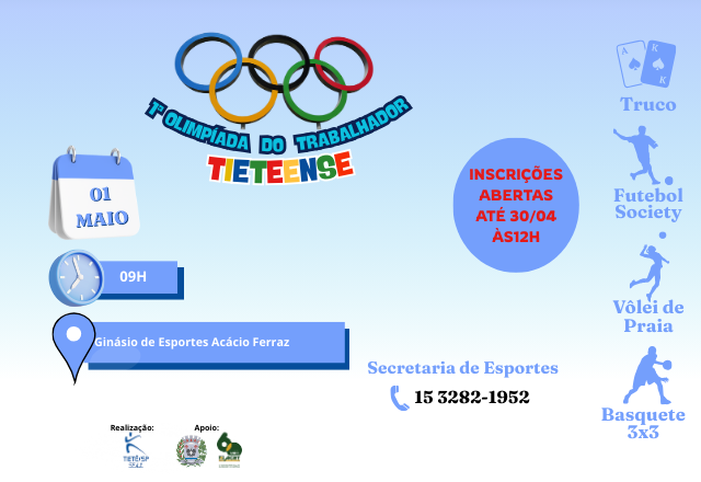 Olimpíadas dos Trabalhadores Tieteense 2025 será no Ginásio Acácio