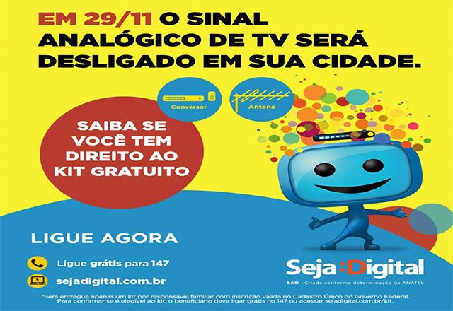 Sinal analógico de TV aberta será desligada dia 29 de novembro em Tietê