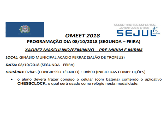 Boletim Informativo - 2° OMEET (08/10/2018)