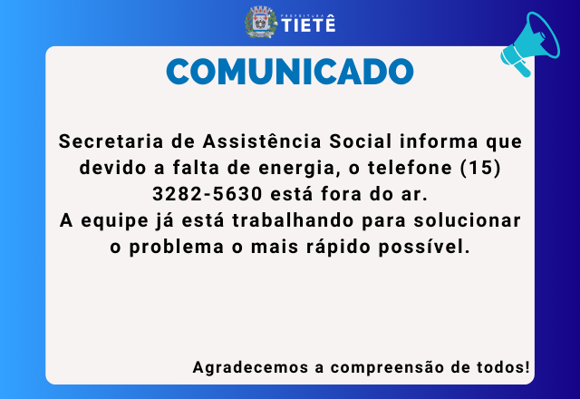 TELEFONE DA ASSISTÊNCIA SOCIAL FORA DO AR- 10/04