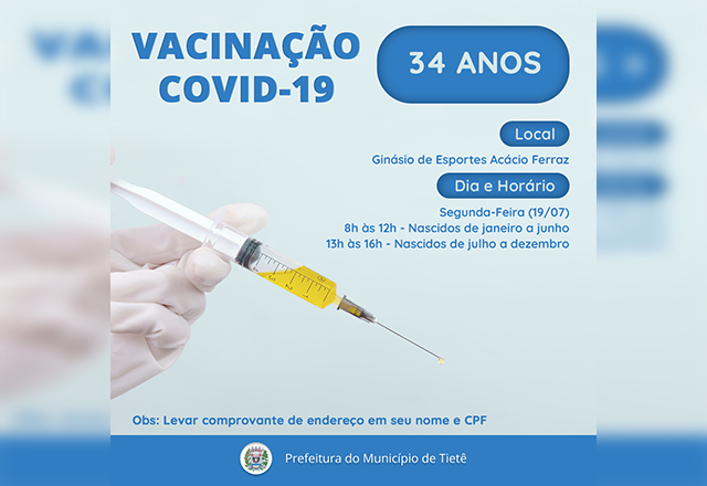 VACINAÇÃO CONTRA A COVID-19 (34 ANOS)