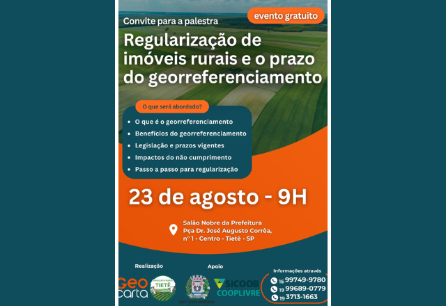 Palestra Regularização de Imóveis Rurais e o Prazo de Georreferenciamento