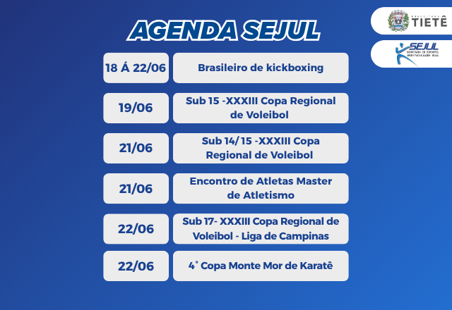 Agenda da semana sejul