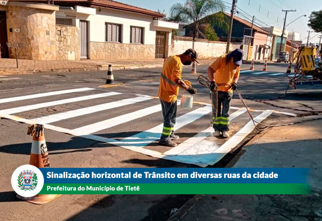 A Prefeitura do Município de Tietê dá continuidade aos trabalhos de revitalização da sinalização horizontal do trânsito
