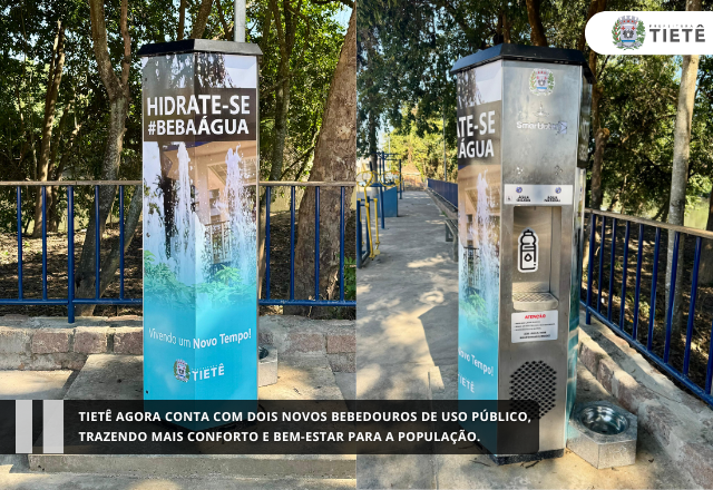 Tietê agora conta com dois novos bebedouros de uso público,trazendo mais conforto e bem-estar para a população.