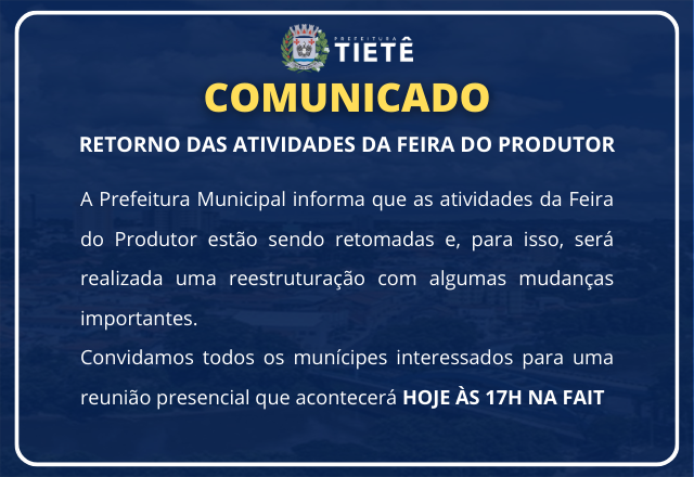 Retorno das Atividades da Feira do Produtor