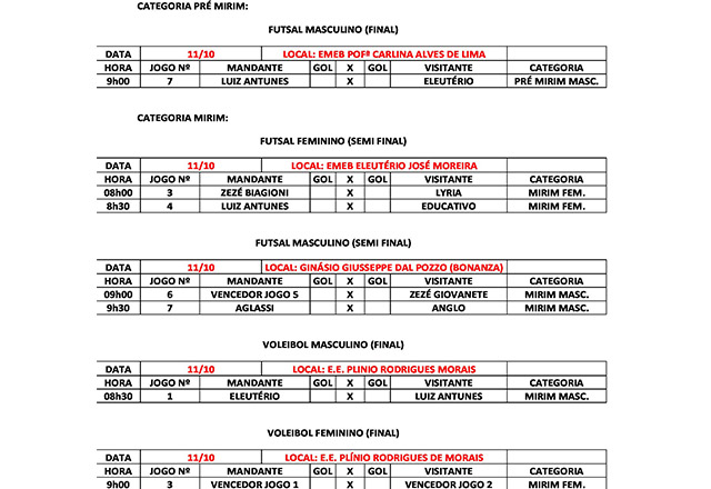 Confira os jogos de quarta-feira da OMEET