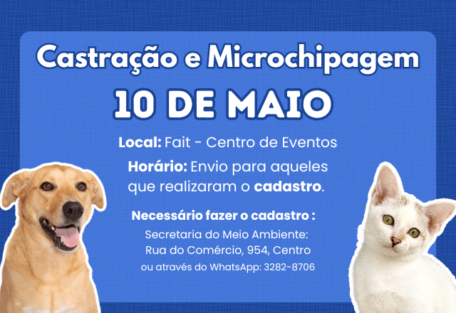 Tietê promove campanha de castração e microchipagem gratuita para cães e gatos